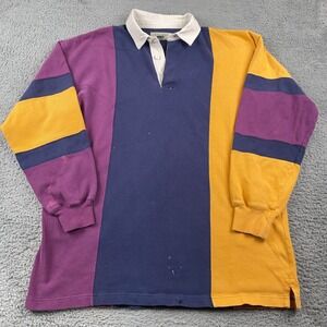 Vintage St Johns Bay Rugby Shirt Mens Large Tall Striped Cotton Polo 90s Y2K
